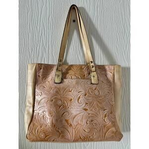 NEW Patricia Nash Amber Ash Tooled Tote Bag 17 x 13 x 4"